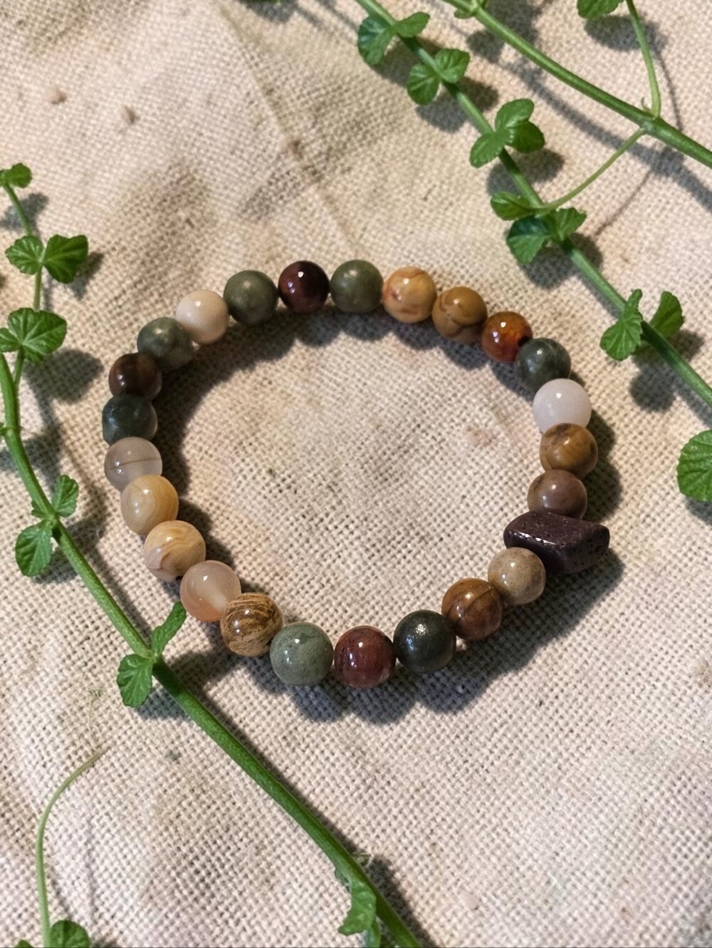 Earth Tone Grounding Stone Beaded Bracelet - Women Jewelry